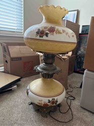 Vintage Hobnail Milk Glass Gone With The Wind Parlor Lamp