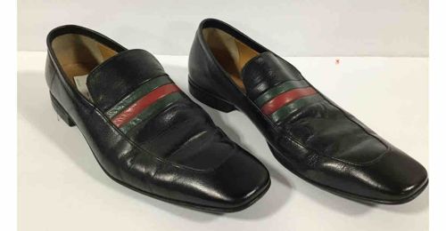 Gucci Web Stripe Black Leather Loafers