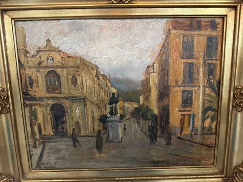 European City Street Scene Oil Painting