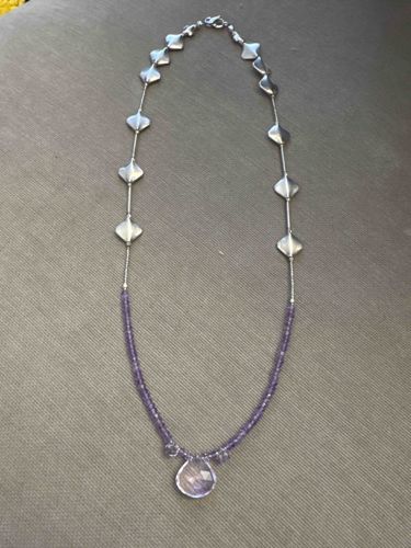 Bali Sterling Silver and Amethyst Briolette Necklace