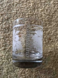 Etched Glass Tumbler with Floral and Grape Motif