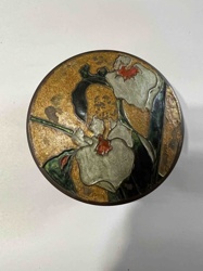 Art Nouveau Cloisonné Enamel Box Lid with Iris Design