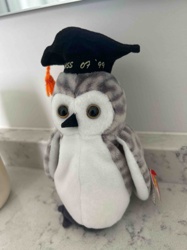 Ty Beanie Baby Wise Owl with Graduation Cap (Errors Variant)