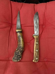 Two Antler-Handled Hunting Knives