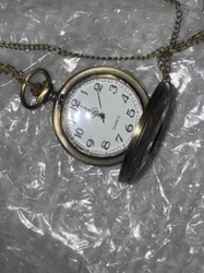 Antiqued Quartz Pocket Watch with Chain