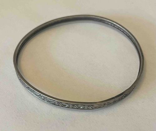 Etched Metal Bangle Bracelet