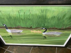 Canada Geese and Goslings Oil Painting by Allan A. Simpson (2013)