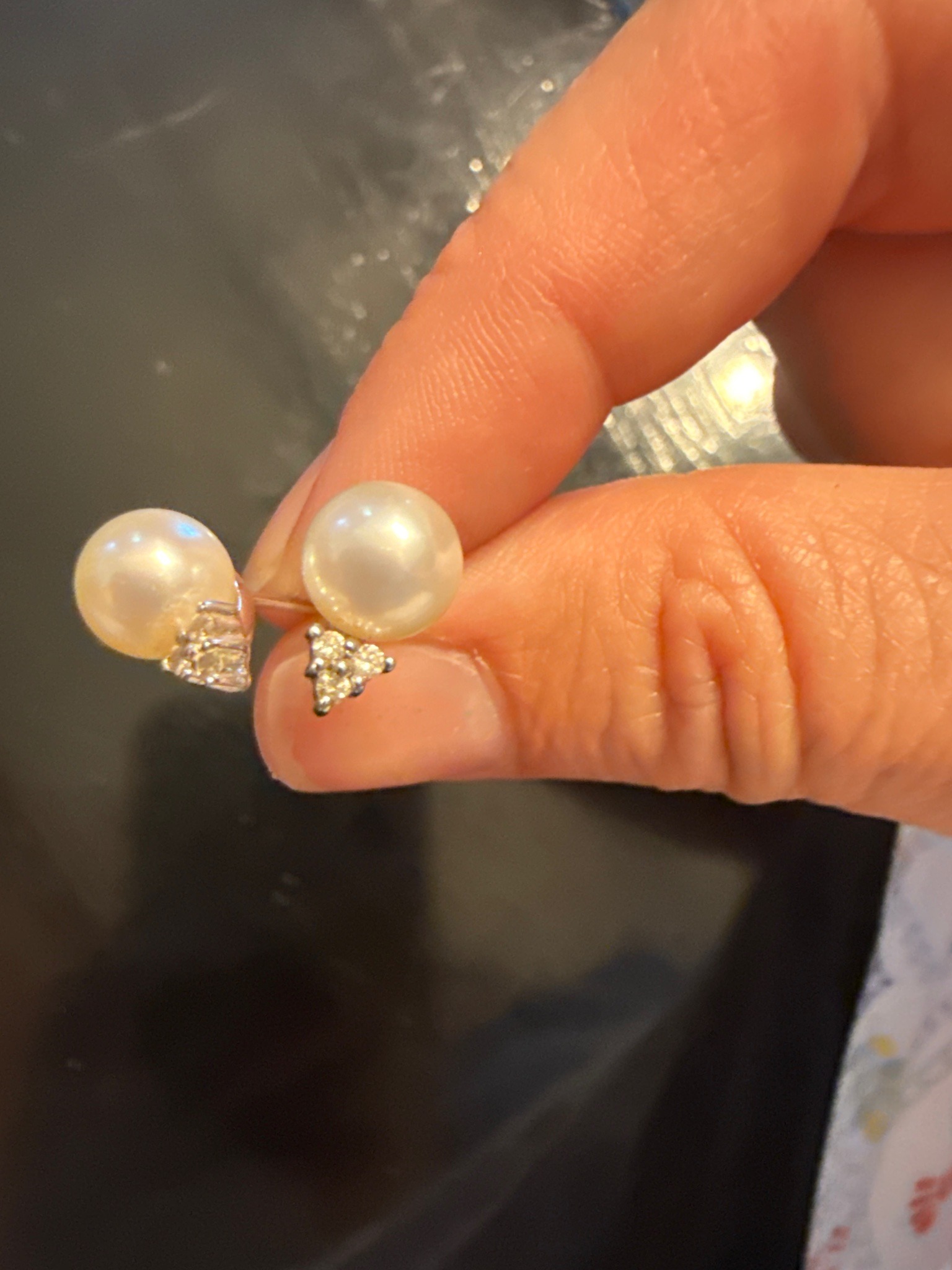 Submitted photo of Pearl and diamond stud earrings
