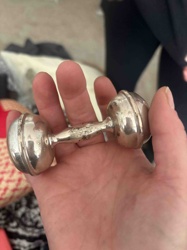 Sterling Silver Dumbbell-Shaped Baby Rattle