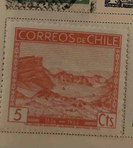Chilean '1536-1936 Decierto de Atacama' 5 Cts Postage Stamp