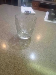 Clear Pressed Glass Tumbler with Floral/Leaf Pattern