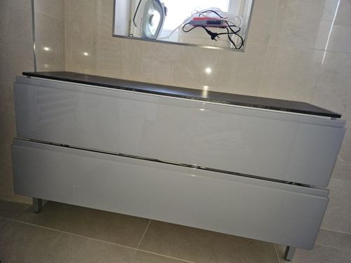 Modern High-Gloss Dual-Drawer Bathroom Vanity Console