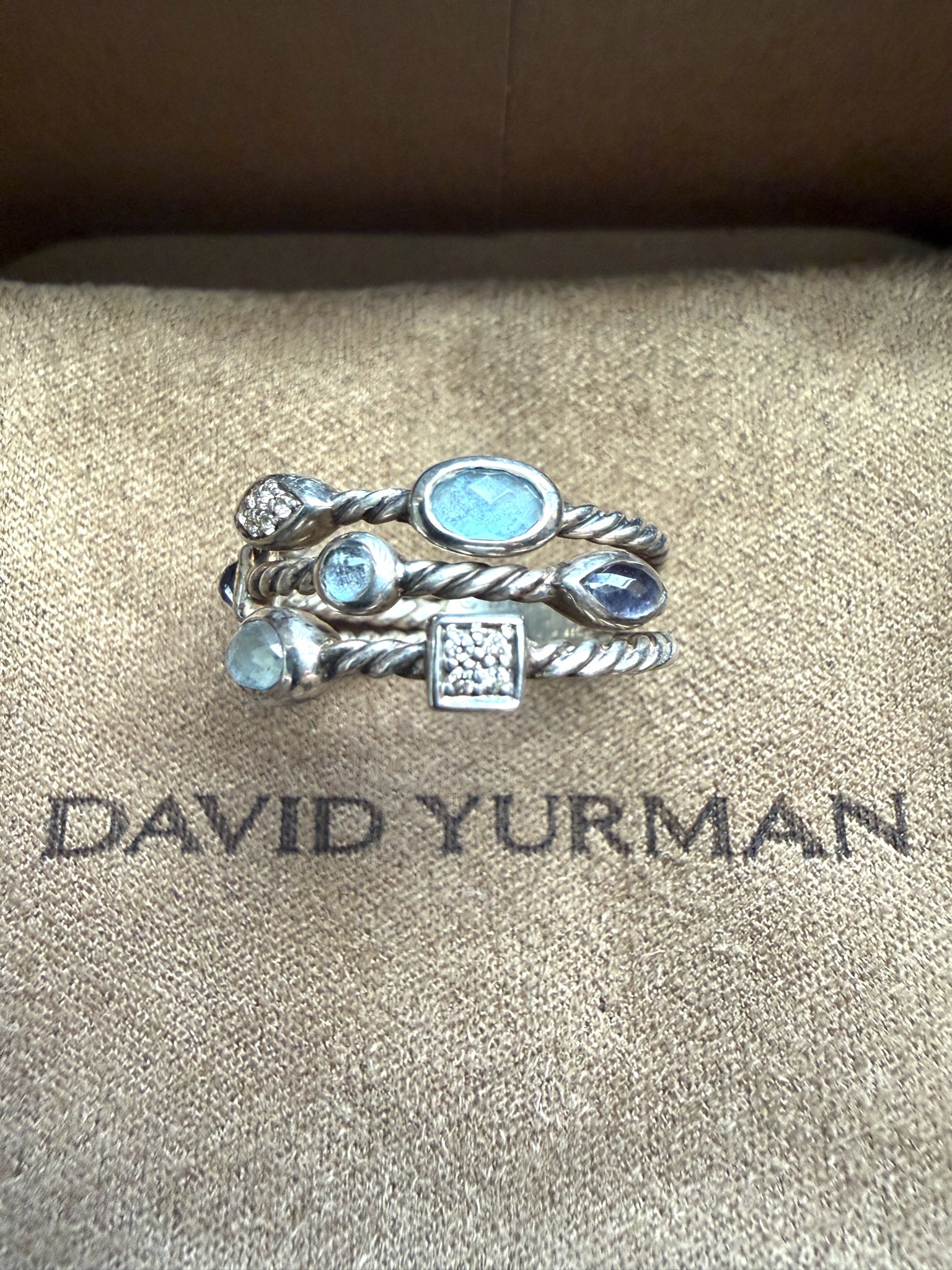 Submitted photo of Multi-strand cable ring with mixed gemstones (not authenticated)
