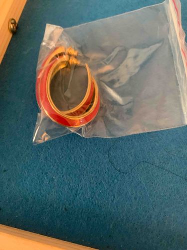 Gold-Tone and Red Enamel C-Hoop Earrings