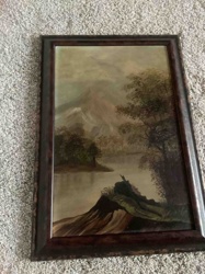 Framed Landscape Painting (Mountain and Lake Scene)