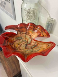 Multi-Colored Freeform Art Glass Bowl