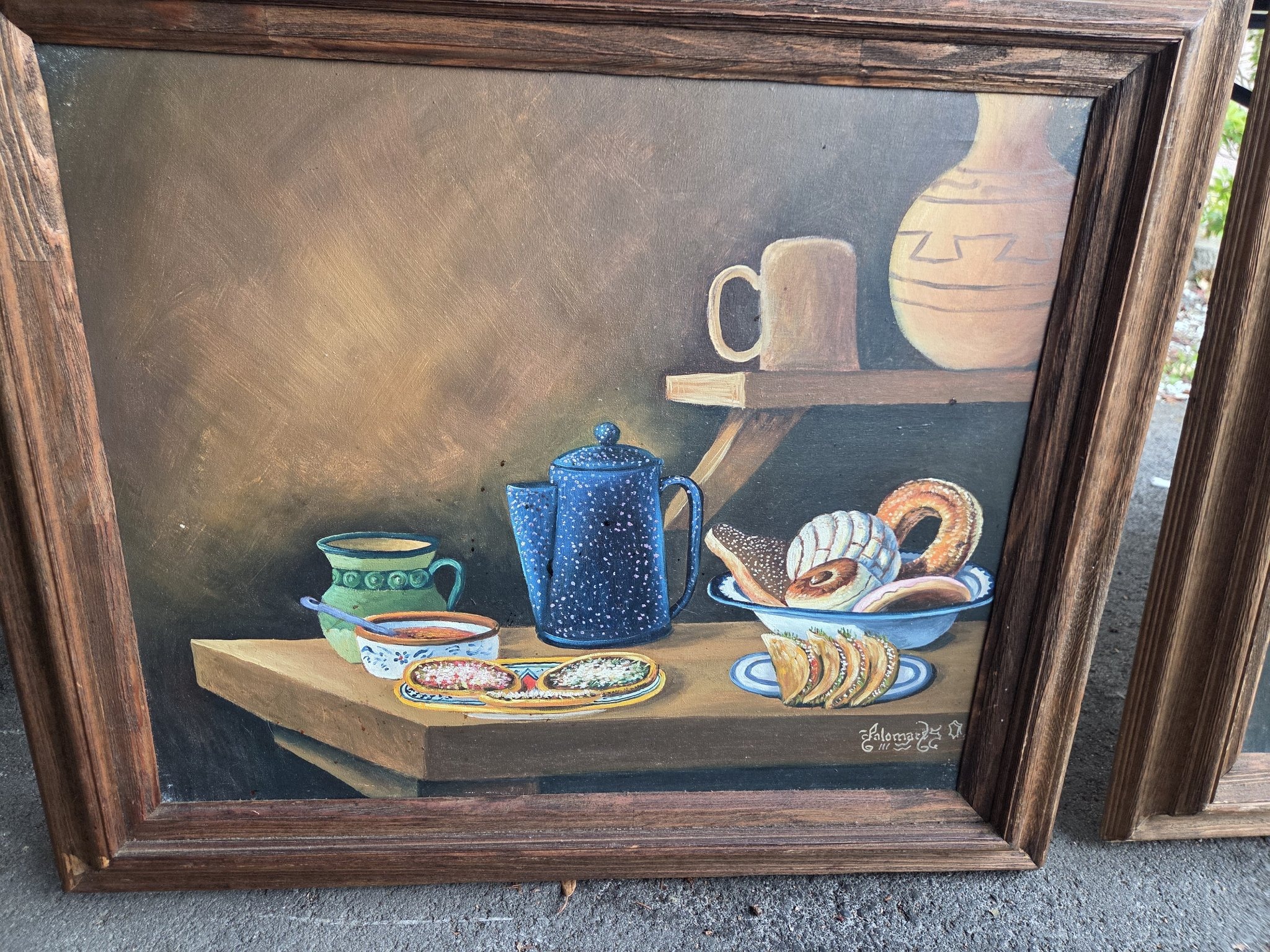 Submitted photo of Oil still life painting signed 'Palomares'