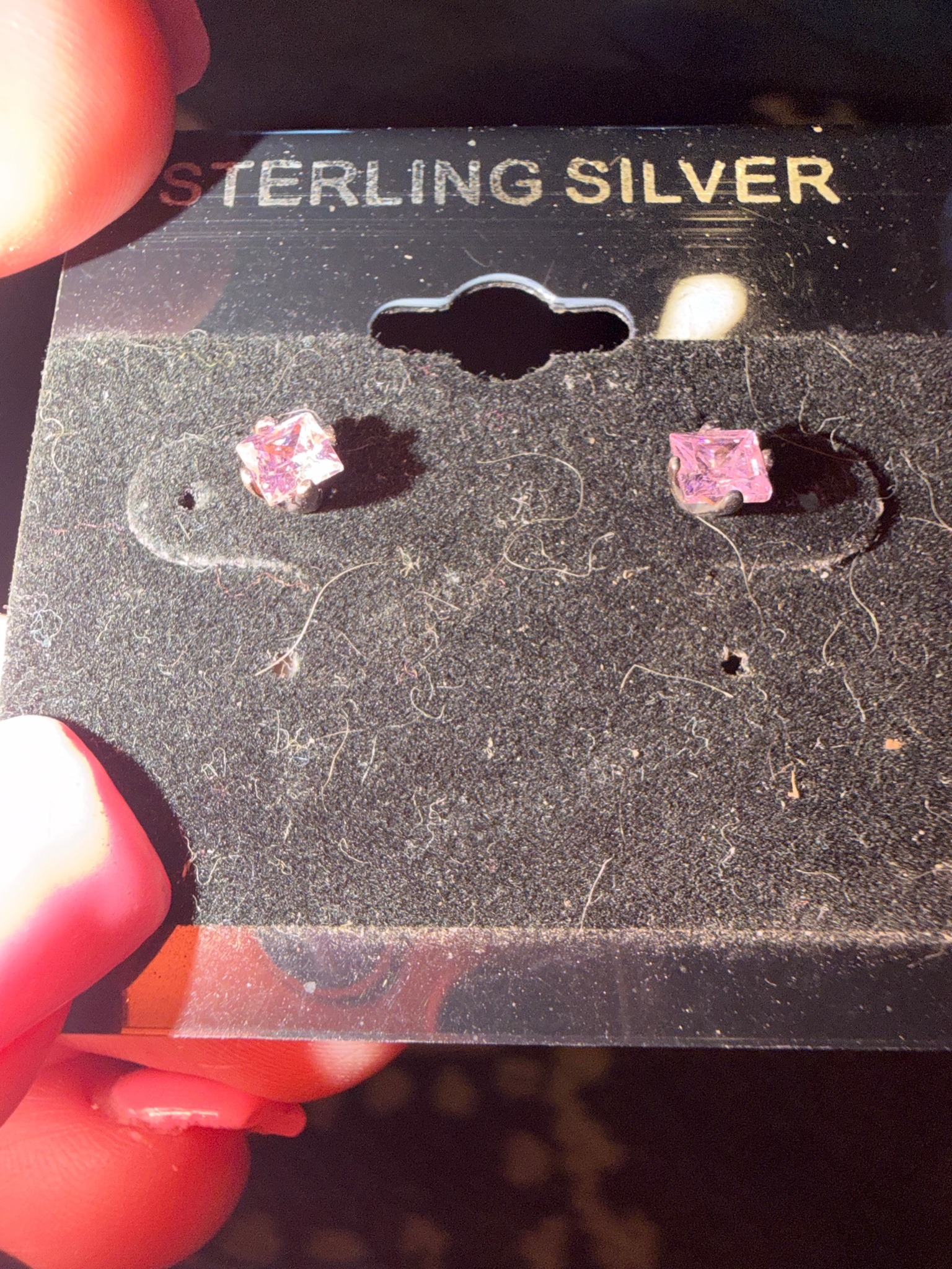 Submitted photo of Pink gemstone-style sterling silver stud earrings (unauthenticated)