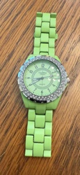 Lime Green Esquire Quartz Watch with Bling Bezel