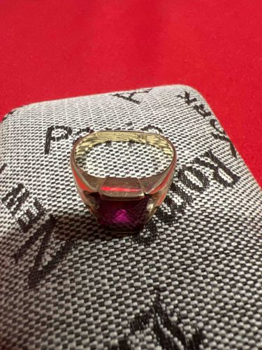 Vintage 10K Yellow Gold and Simulated Ruby Men's Signet Style Ring
