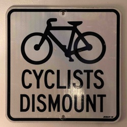 Cyclists Dismount Authentic Bike Path Sign / City of Santa Monica