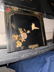 Lacquered Decorative Panel with Floral and Butterfly Motif