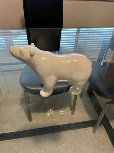 Glossy White Ceramic Polar Bear Figurine