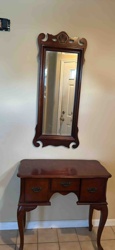 Traditional Mahogany Console Table and Mirror Set