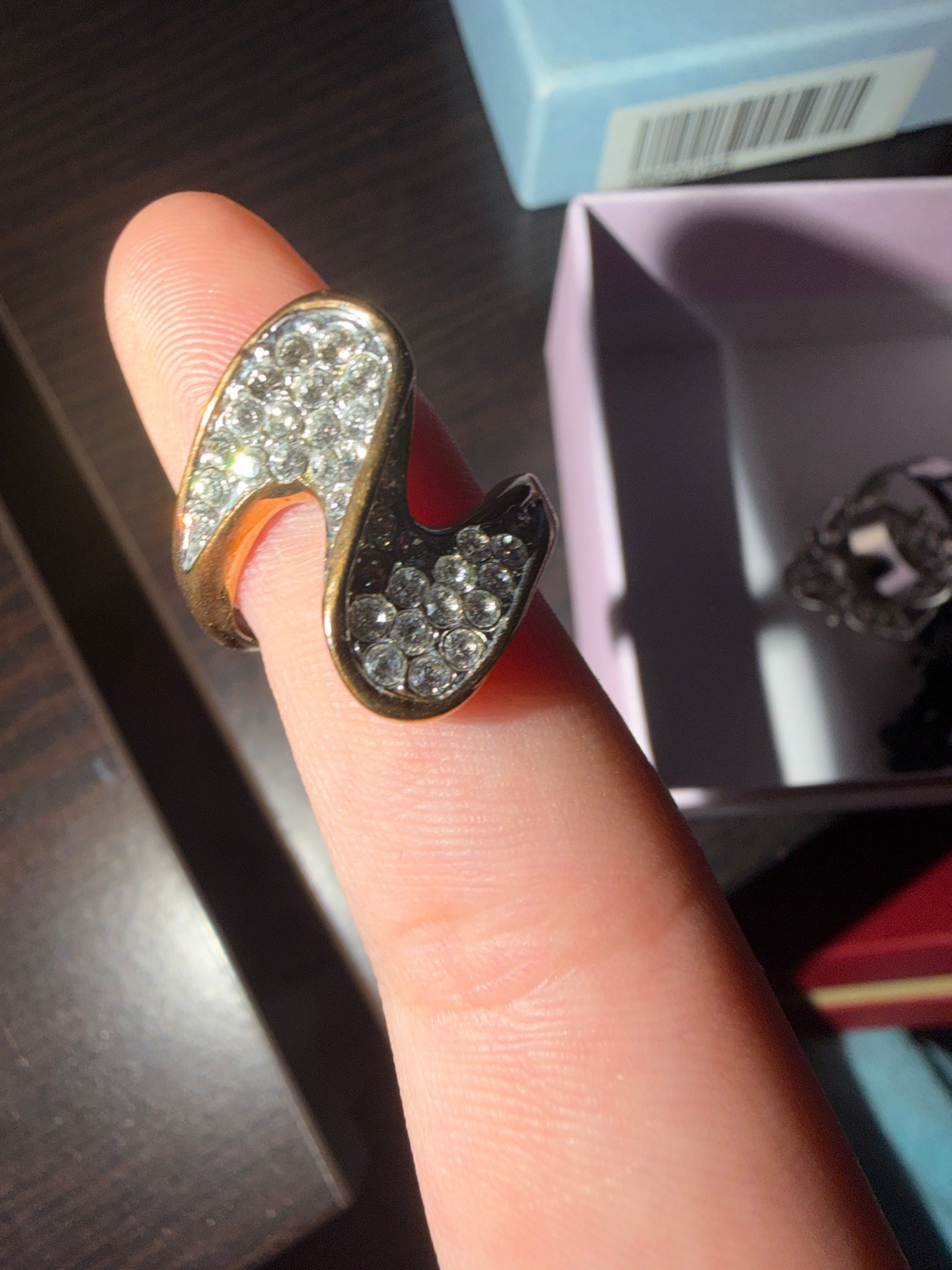 Submitted photo of Rhinestone pavé letter ring