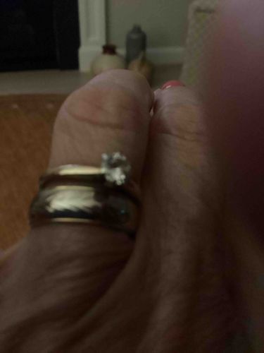 Bridal Ring Set with Solitaire Engagement Ring and Engraved Wedding Band