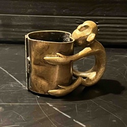 Antique Metal Monkey Handle Cup
