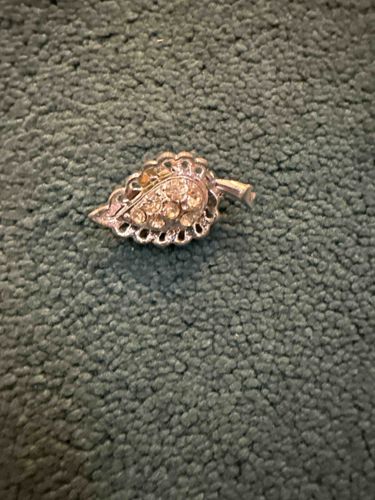 Vintage Rhinestone Leaf Brooch