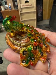 Peacock Enamel Trinket Box with Rhinestones