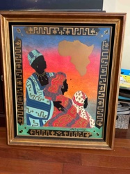 African Silhouettes with Map Framed Art