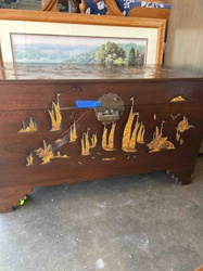 Chinese Export Camphor Chest with Maritime Scene