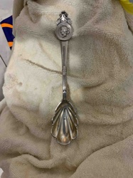 Antique Ornate Silver-Plated Souvenir Spoon with Embossed Figure