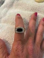 Men's Black Onyx and Diamond/CZ Accent Ring