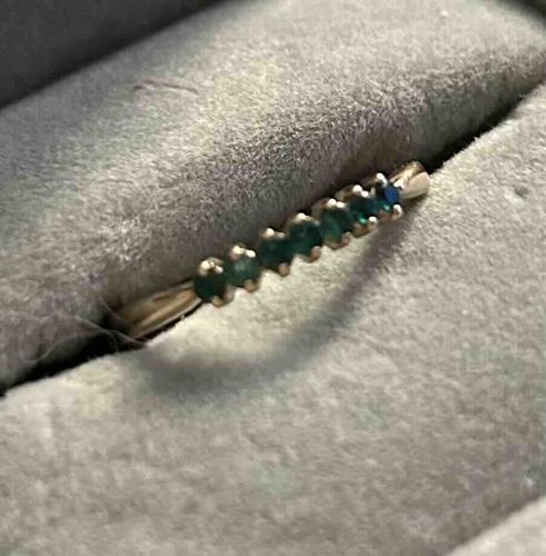 14K Yellow Gold Emerald and Sapphire Band Ring