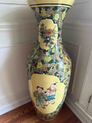 Large Polychrome Enamel Chinese Porcelain Floor Vase
