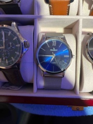 Peugeot Blue Sunburst Dial Quartz Watch with Milanese Mesh Bracelet