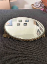 Oval Mirrored Vanity Tray with Ornate Feet