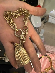 Gold-Tone Chain Bracelet with Bell or Tassel Charm