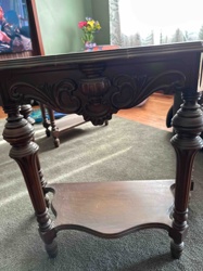 Victorian Style Carved Wood End Table