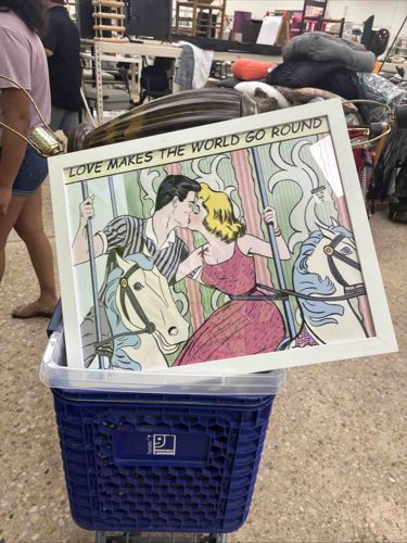 Pop Art Style Carousel Kiss Framed Print