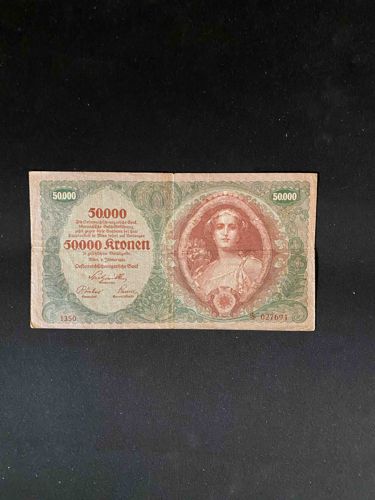 Austrian 50,000 Kronen Banknote