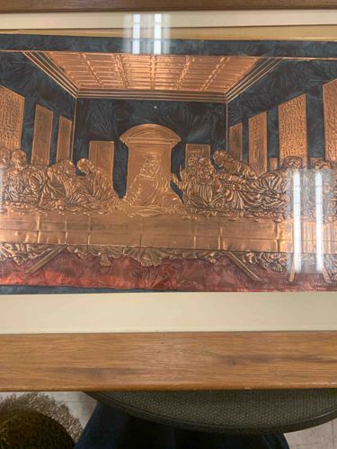 Framed Copper Relief of The Last Supper