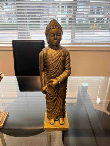 Standing Buddha Statue with Prayer Beads