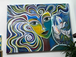 Abstract Portrait with Doves