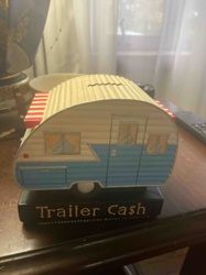 Retro Camper Trailer Ceramic Bank on 'Trailer Cash' Base