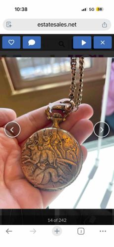 Vintage Embossed Hunter Case Pocket Watch with Rabbit Relief